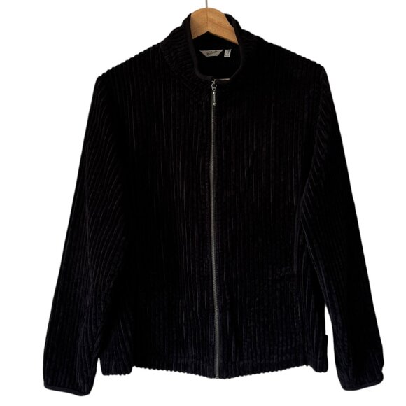 Woolrich Kinsdale Size Med Lightweight Black Wide Corduroy Ribbed Cotton Jacket - Picture 1 of 16